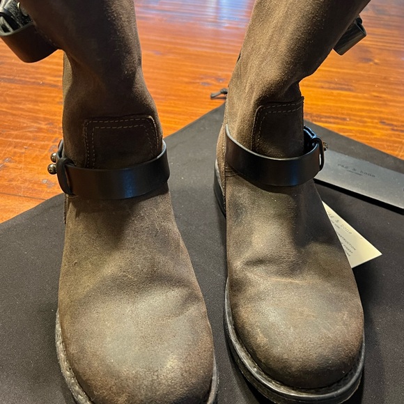 Rag & Bone Brown Leather Moto Boot size 37.5 (7.5) - Picture 4 of 8